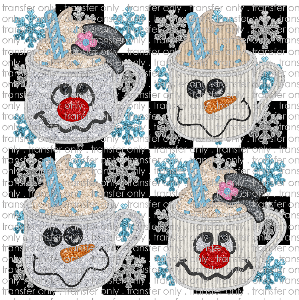 CHR 976 Retro Snowmen Faux Glitter