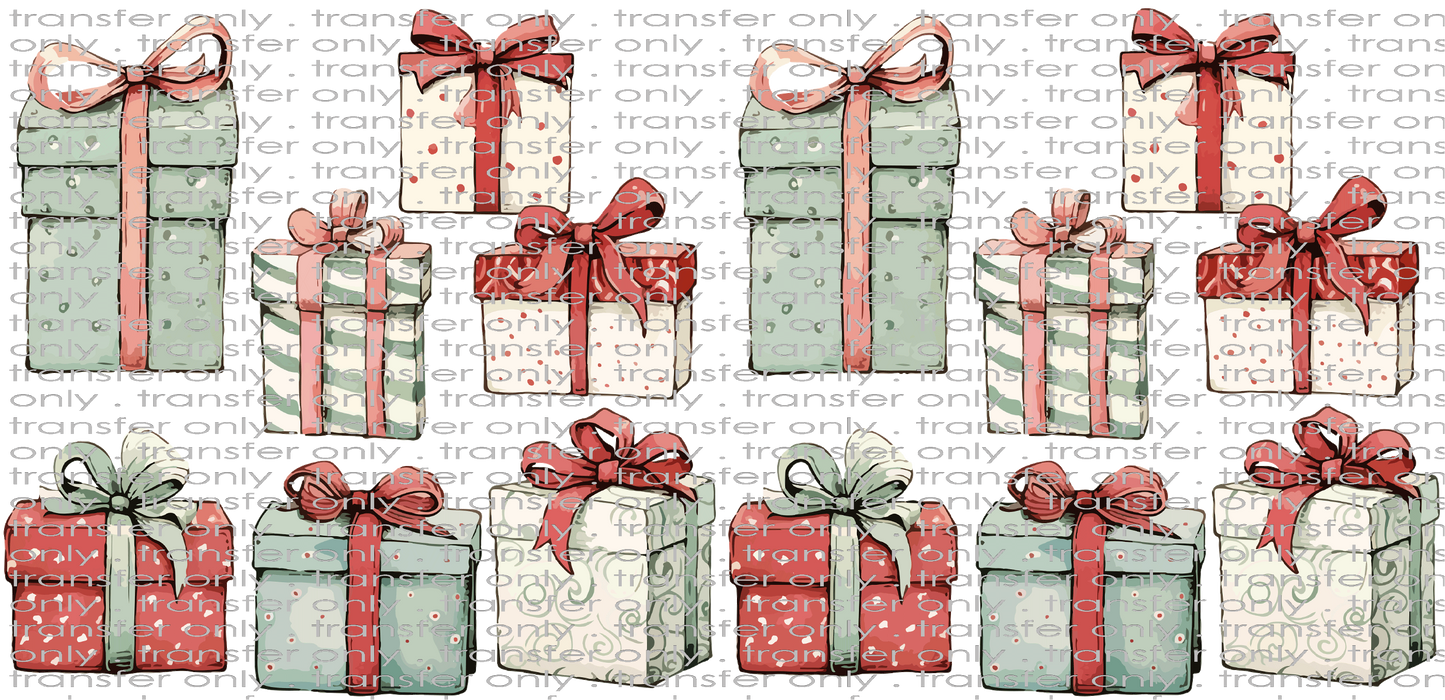 CHR UV 125 Mint and Red Christmas Presents UV DTF 16oz Wrap