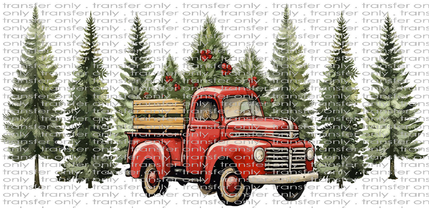 CHR UV 136 Evergreen Trees and Red Truck UV DTF 16oz Wrap