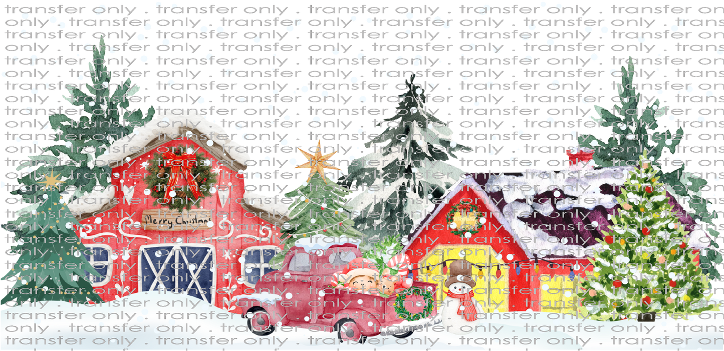 CHR UV 145 Christmas Farm with Red Truck UV DTF 16oz Wrap