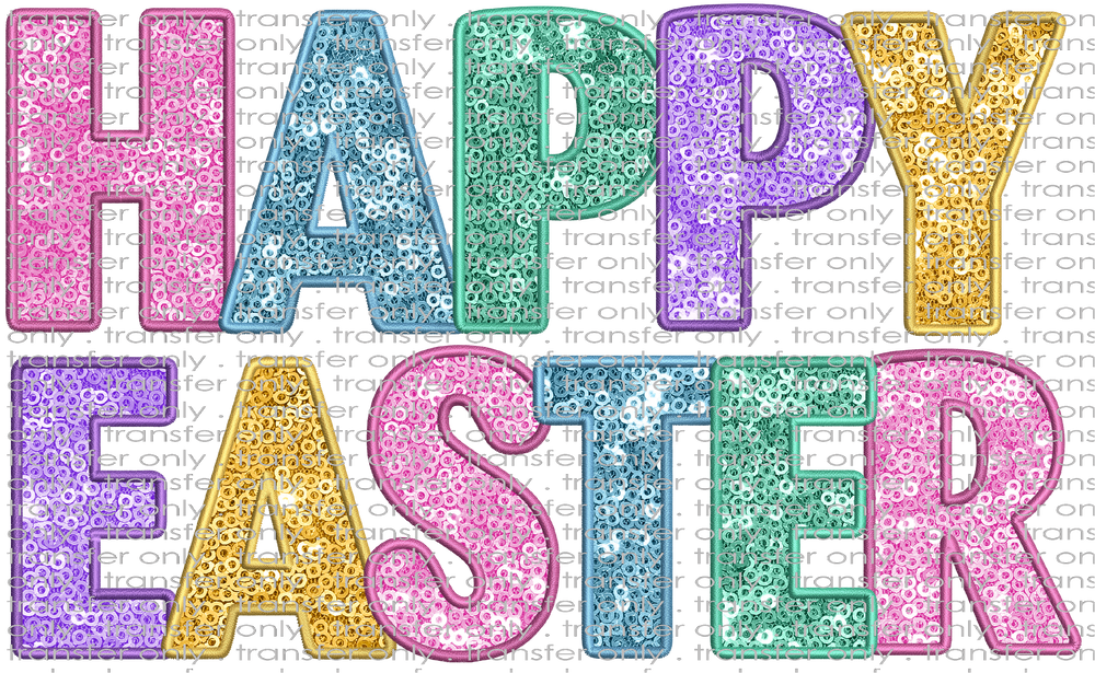 EST 176 Happy Easter Pastels Faux Sequins