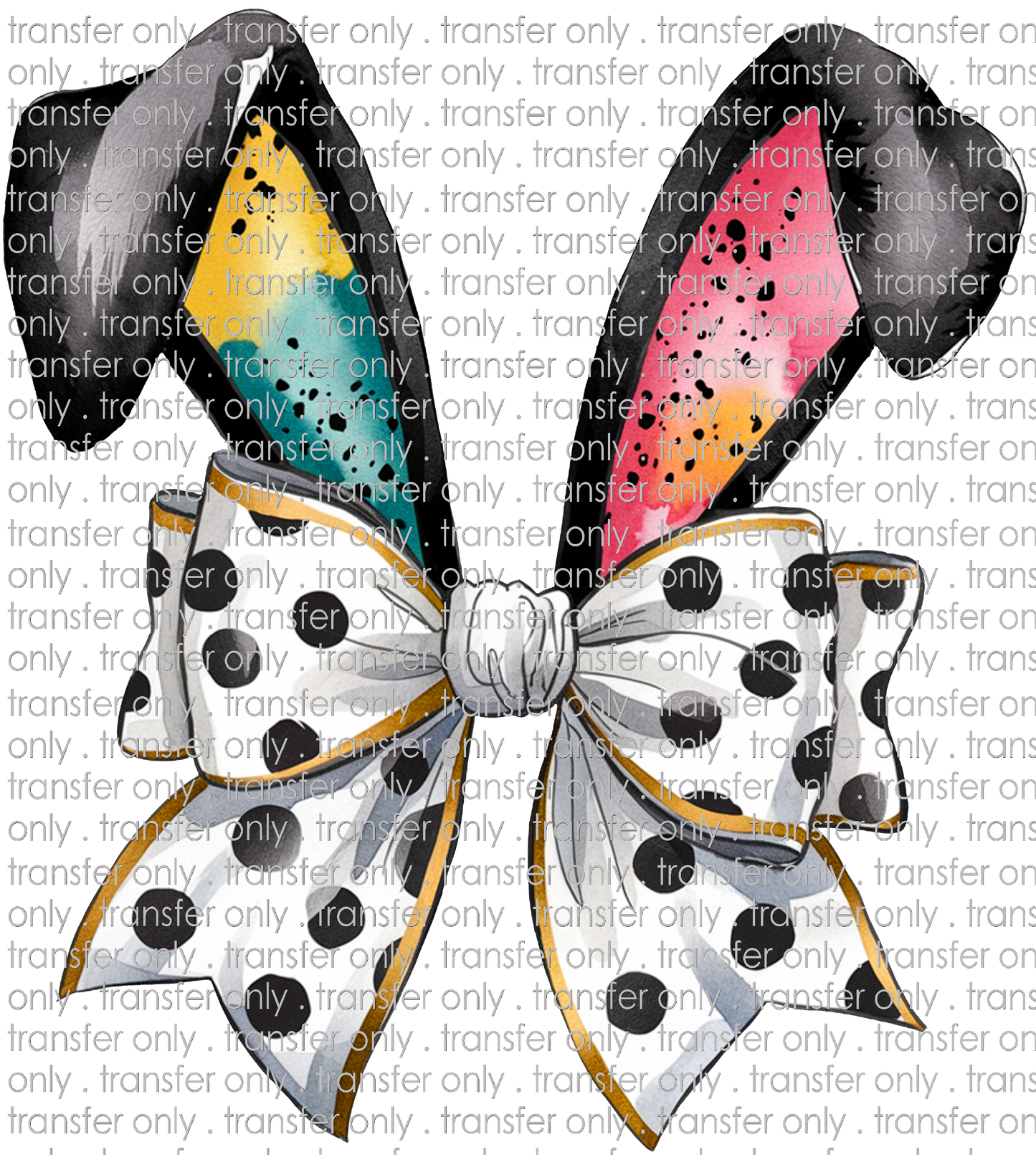 EST 216 White Bow with Black Dots and Neon Ears