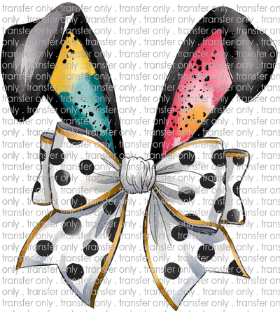 EST 216 White Bow with Black Dots and Neon Ears