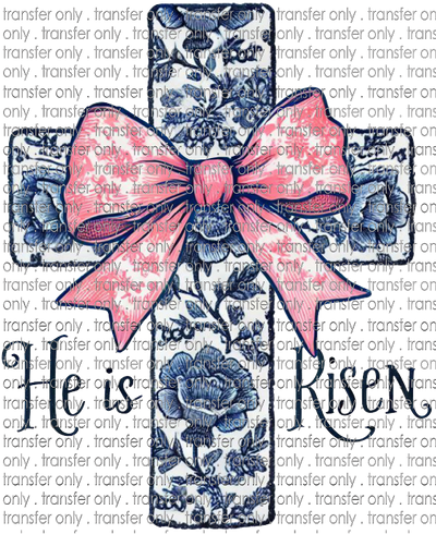 EST 244 Blue Toil Cross with Pink Bow