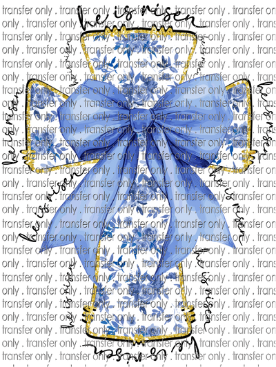 EST 258 Blue Floral Cross with Bow