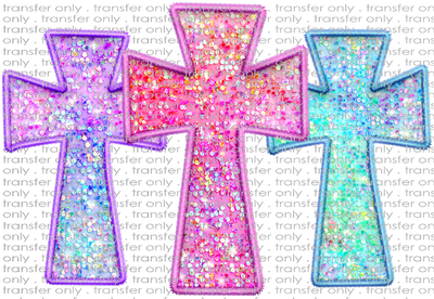 FAITH 152 Three Crosses Faux Sequins