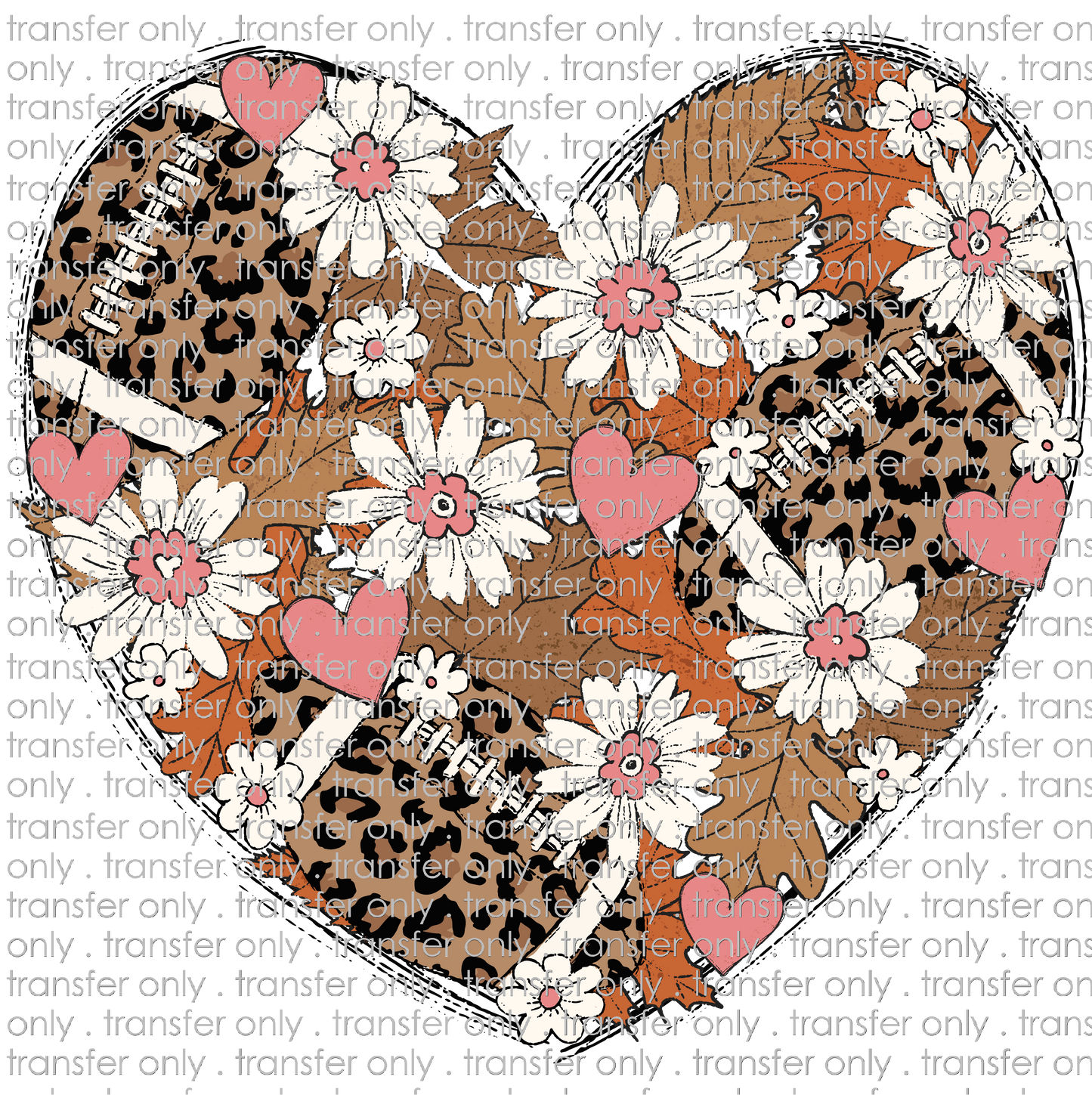 FALL 432 Love Football Floral Heart