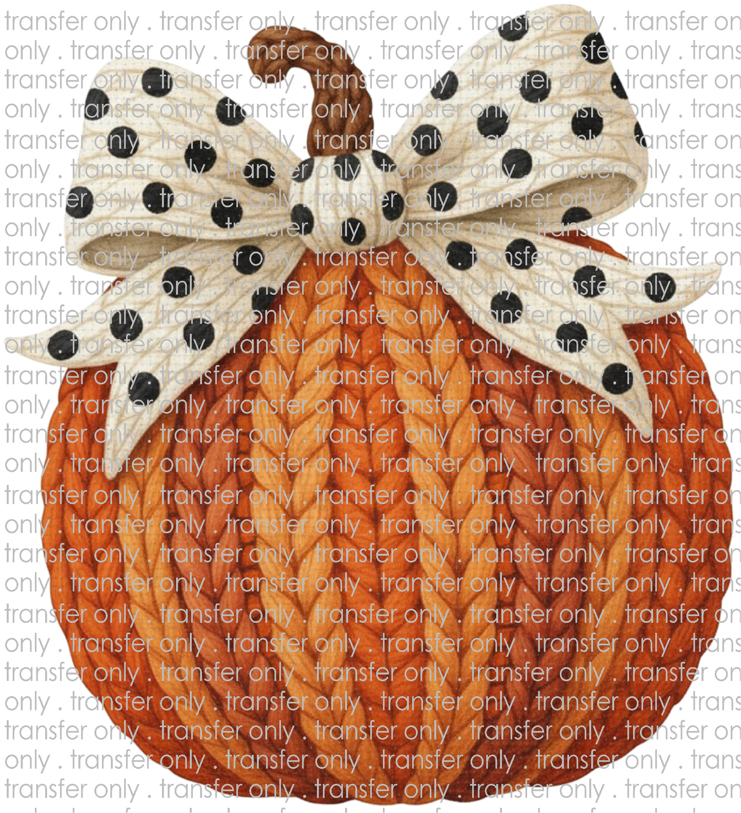 FALL 652 Pumpkin With Polka Dot Bow Faux Crochet