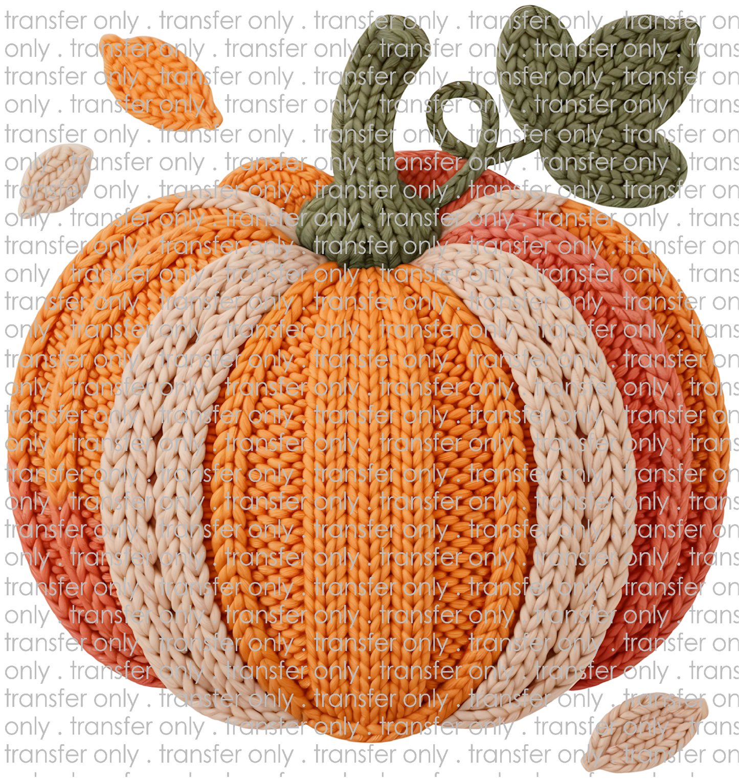 FALL 654 Knitted Pumpkin with Leaves