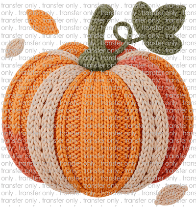 FALL 654 Knitted Pumpkin with Leaves