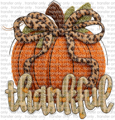 FALL 656 Leopard Bow with Pumpkin and Thankful