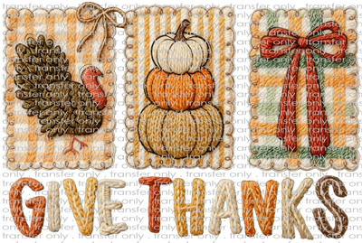 FALL 661 Give Thanks Stamp Turkey Pumpkin Bow