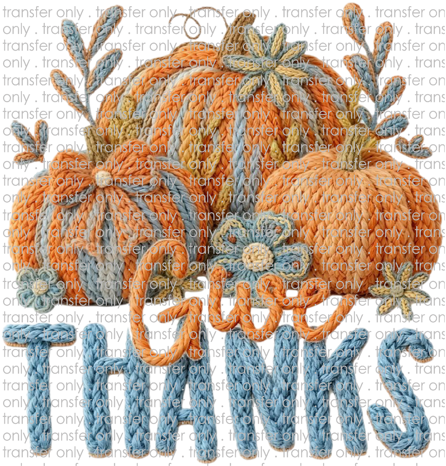 FALL 663 Give Thanks Three Pumpkins Faux Crochett