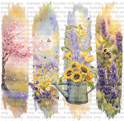 FLW 116 Flowers Bees Tree Brush Stroke.