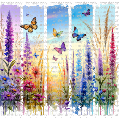 FLW 118 Butterflies and Spring Flower Brush Stroke