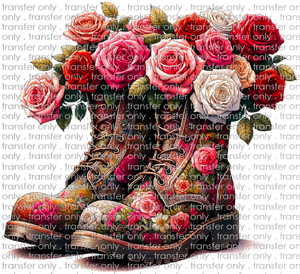 FLW 96 Combat Boots with Roses