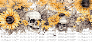 FLW UV 114 Sunflowers and Skulls UV DTF 16oz Wrap