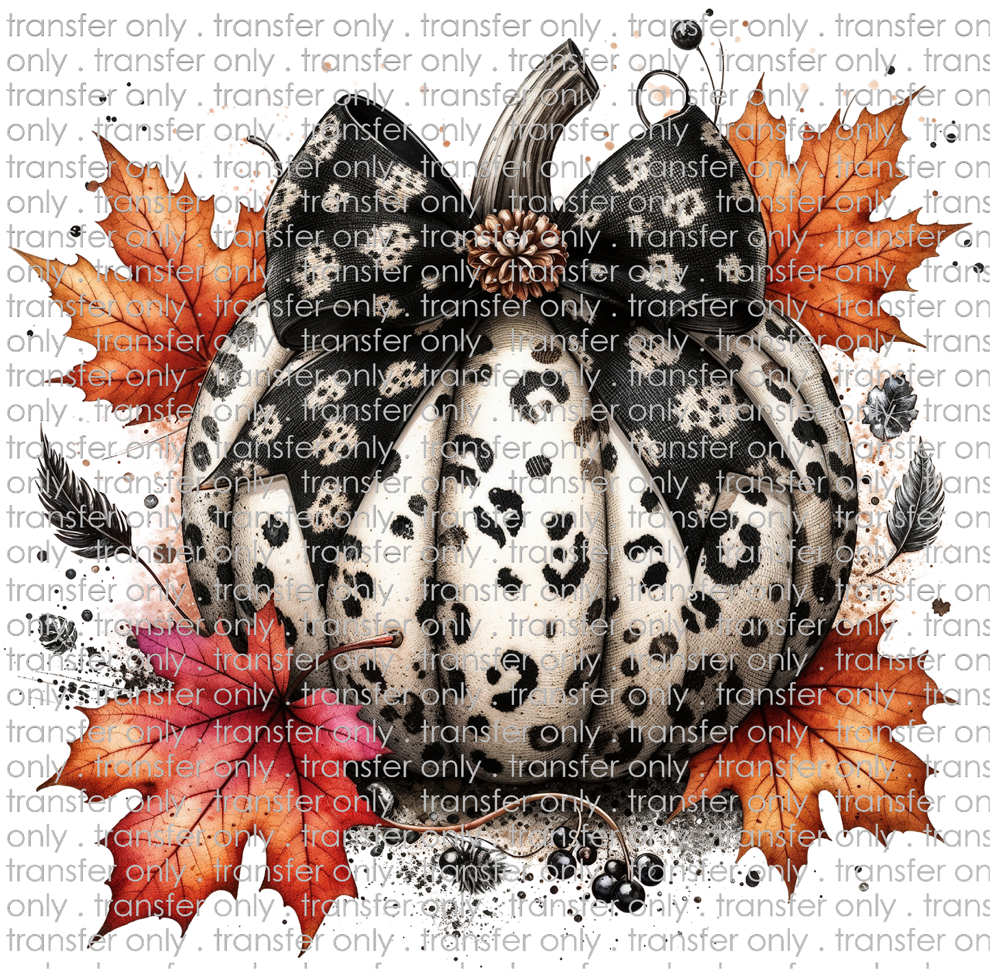 HALLO 277 Black and White Leopard Pumpkin with Leaves