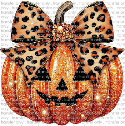 HALLO 306 Faux Bling Pumpkins with Big Leopard Bow