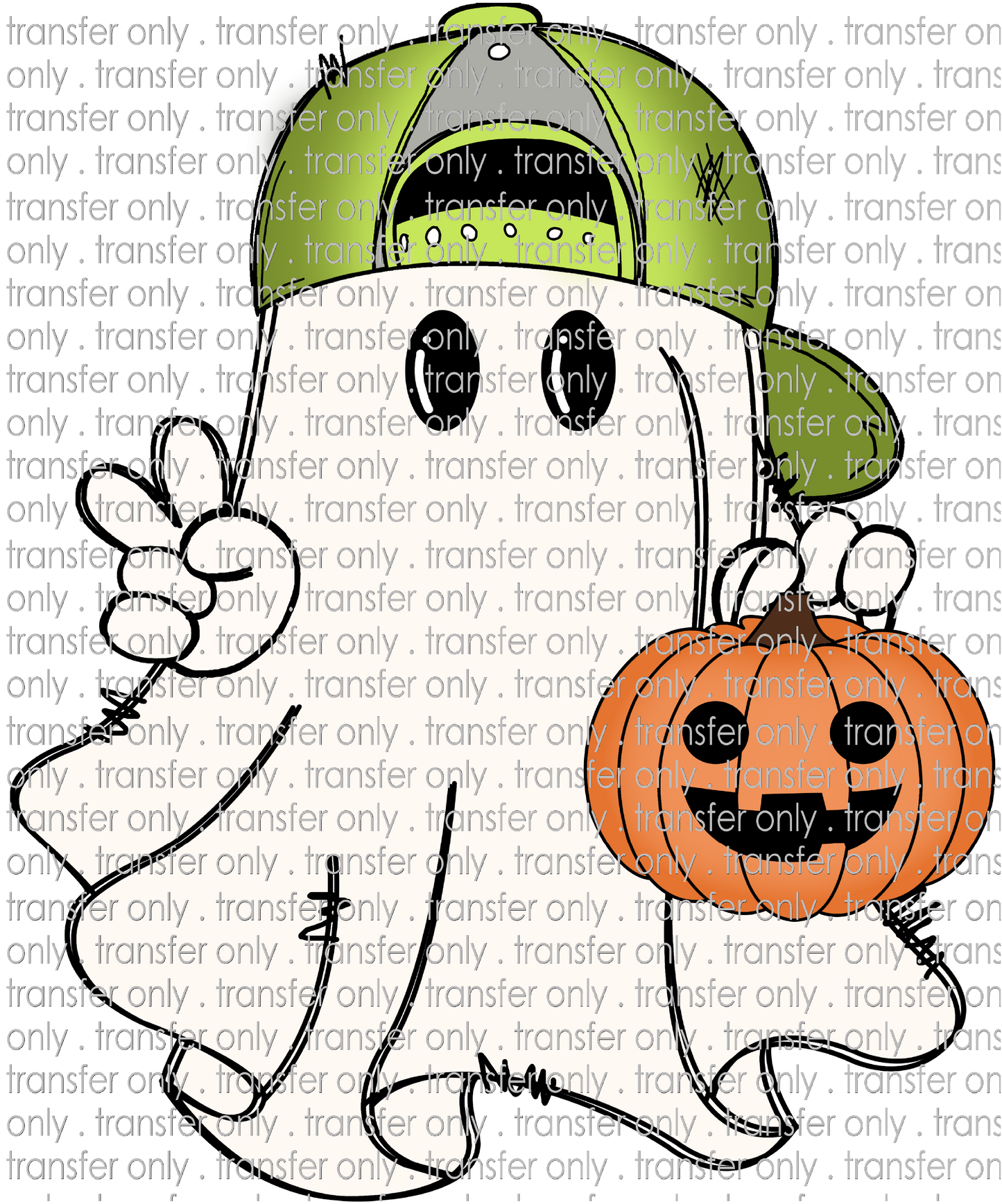 HALLO 318 Cute Ghost Green Hat with Bucket