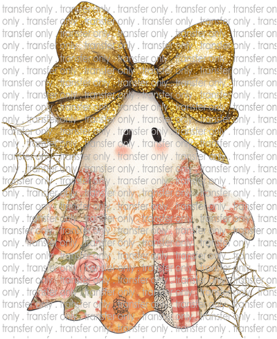HALLO 358 Halloween Applique Patchwork Glitter Box Ghost