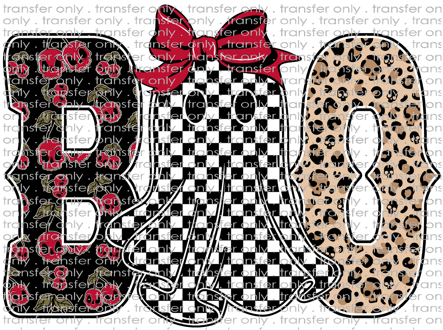 **HAPPY HOUR**HALLO 363 Boo Checkered Ghost with Bow