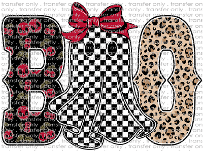 **HAPPY HOUR**HALLO 363 Boo Checkered Ghost with Bow