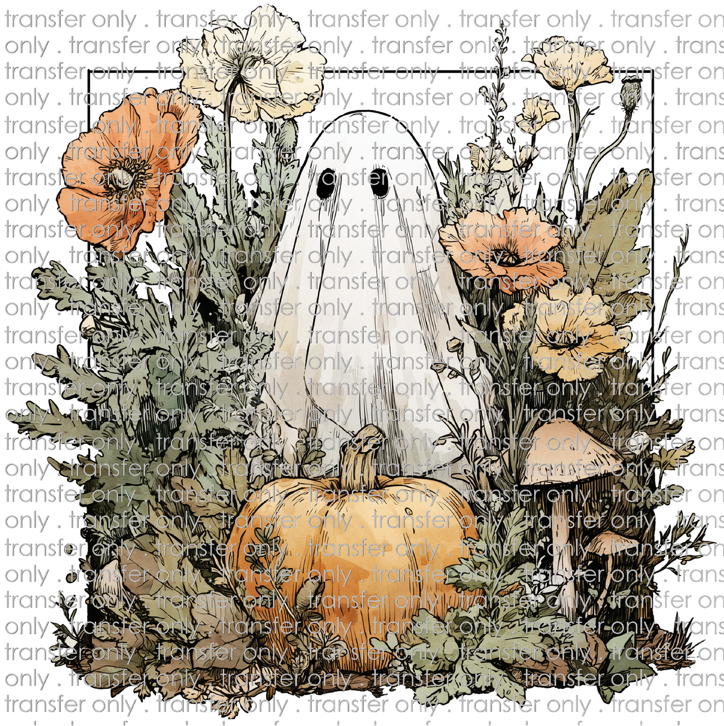 HALLO 405 Pumpkin Ghost in Flowers