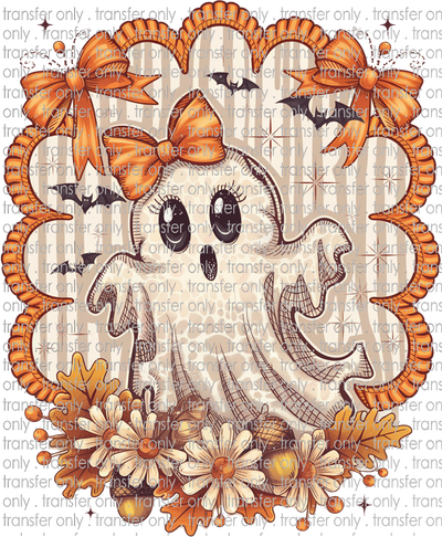 HALLO 421 Cute Halloween Girl Ghost with Border