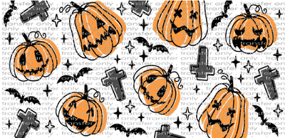 HALLO UV 122 Jack O Lanterns Bats and Cross UV DTF 16oz Wrap