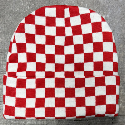 Red and White Checkered Beanie