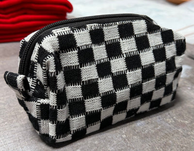 Small Black Checkered Make-up Bag