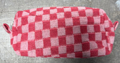Small Pink Checkered Make-up Bag