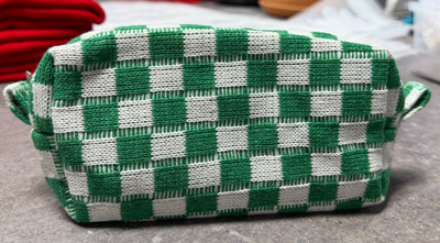 Small Green Checkered Make-up Bag