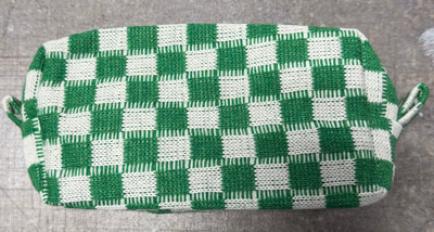 Small Green Checkered Make-up Bag