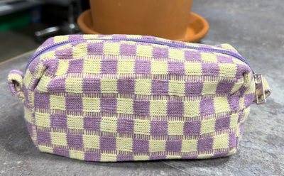 Small Lilac Checkered Make-up Bag