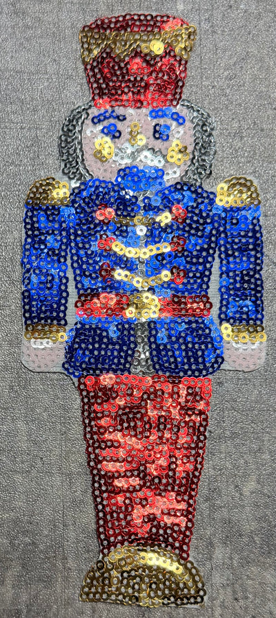Blue Jacket Red Pants Nutcracker - Chenille/Sequins Iron On Patch