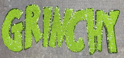 Light Green Grinchy - Chenille/Sequins Iron On Patch
