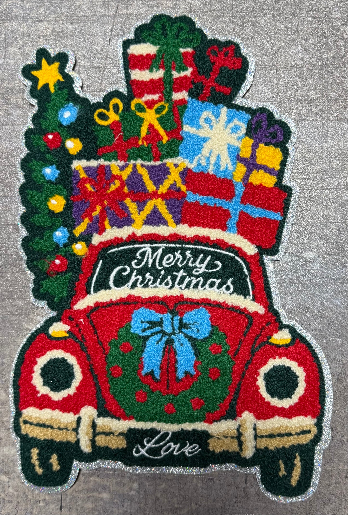 Car with Gifts- Chenille/Sequins Iron On Patch