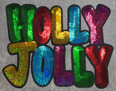 Holly Jolly Multi Color- Chenille/Sequins Iron On Patch