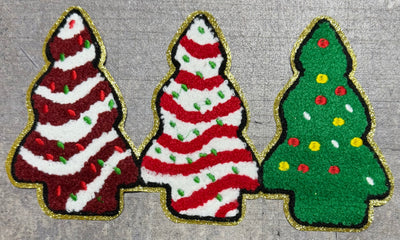 Christmas Tree Cakes- Chenille/Sequins Iron On Patch