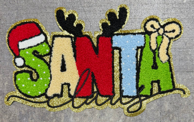 Santa Claus Words- Chenille/Sequins Iron On Patch
