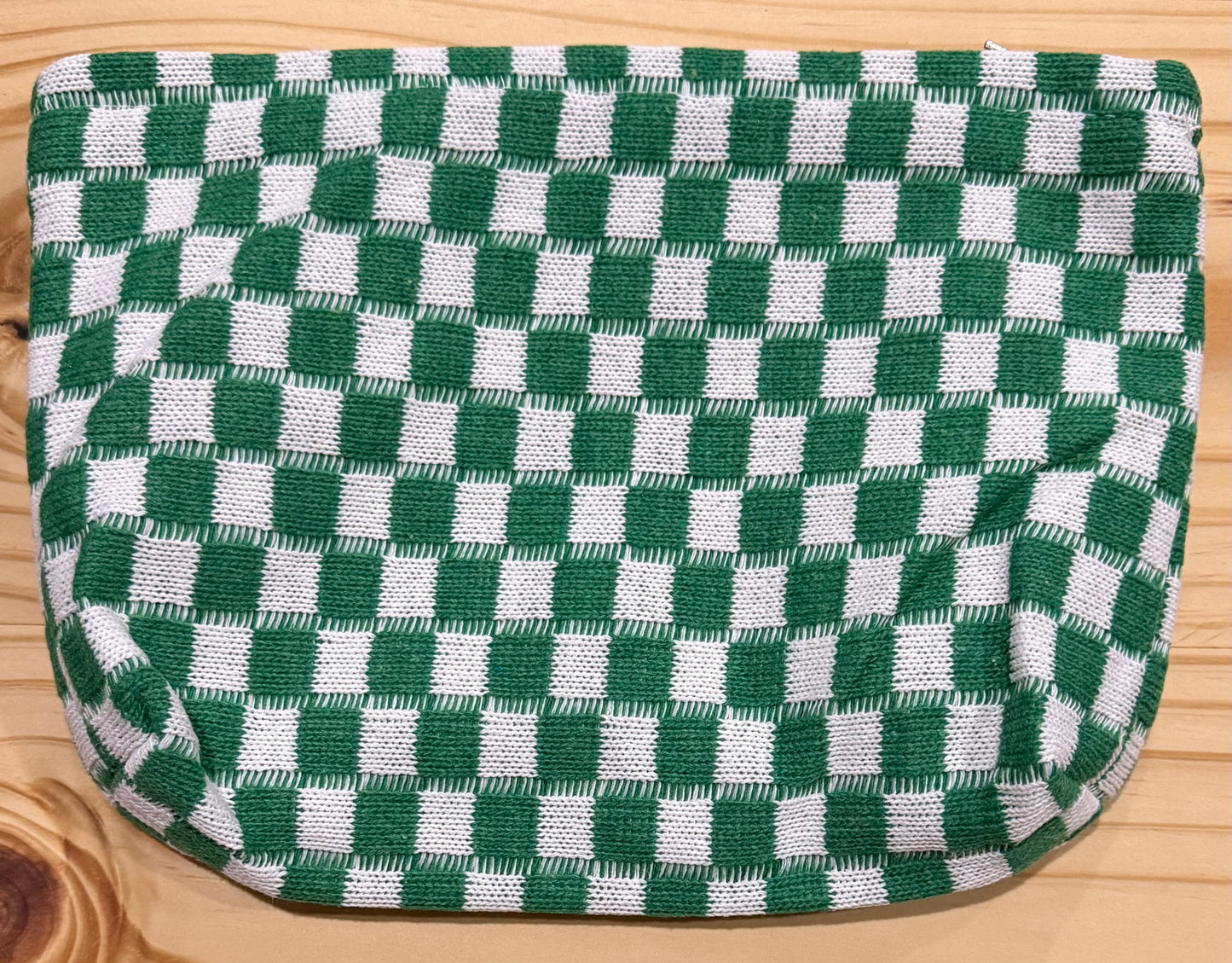 Large Green Checkered Make-up Bag