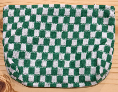 Large Green Checkered Make-up Bag