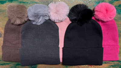 Beanie with Fuzzy PomPom