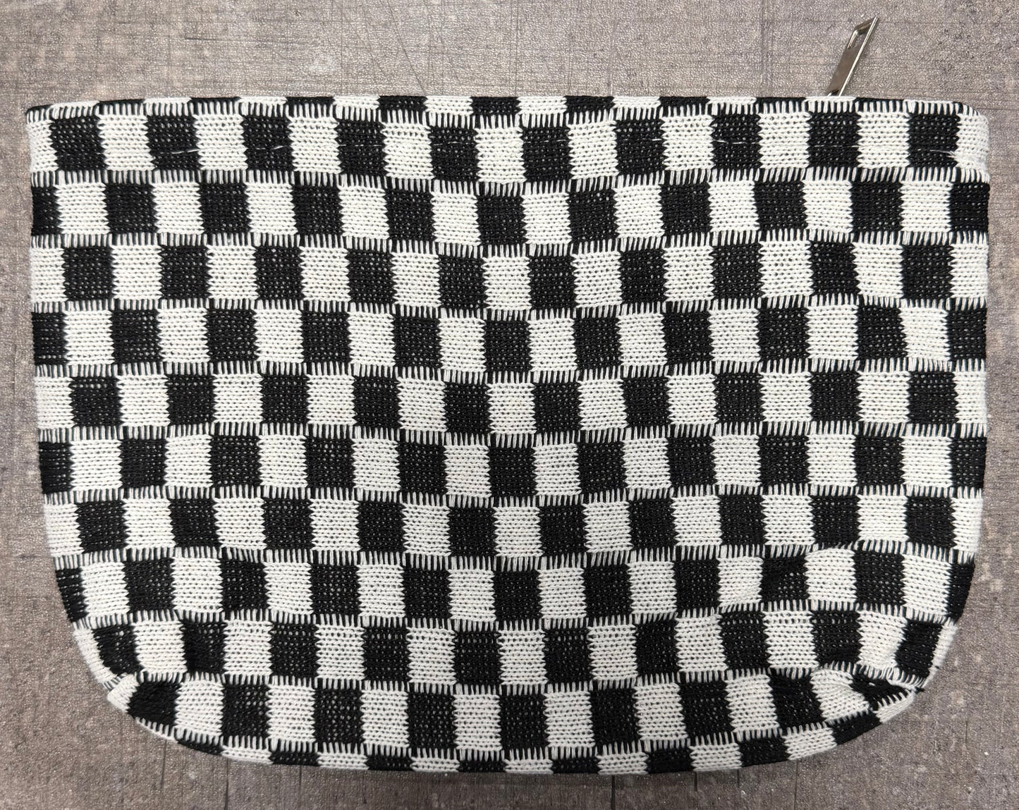 Large Black Checkered Make-up Bag