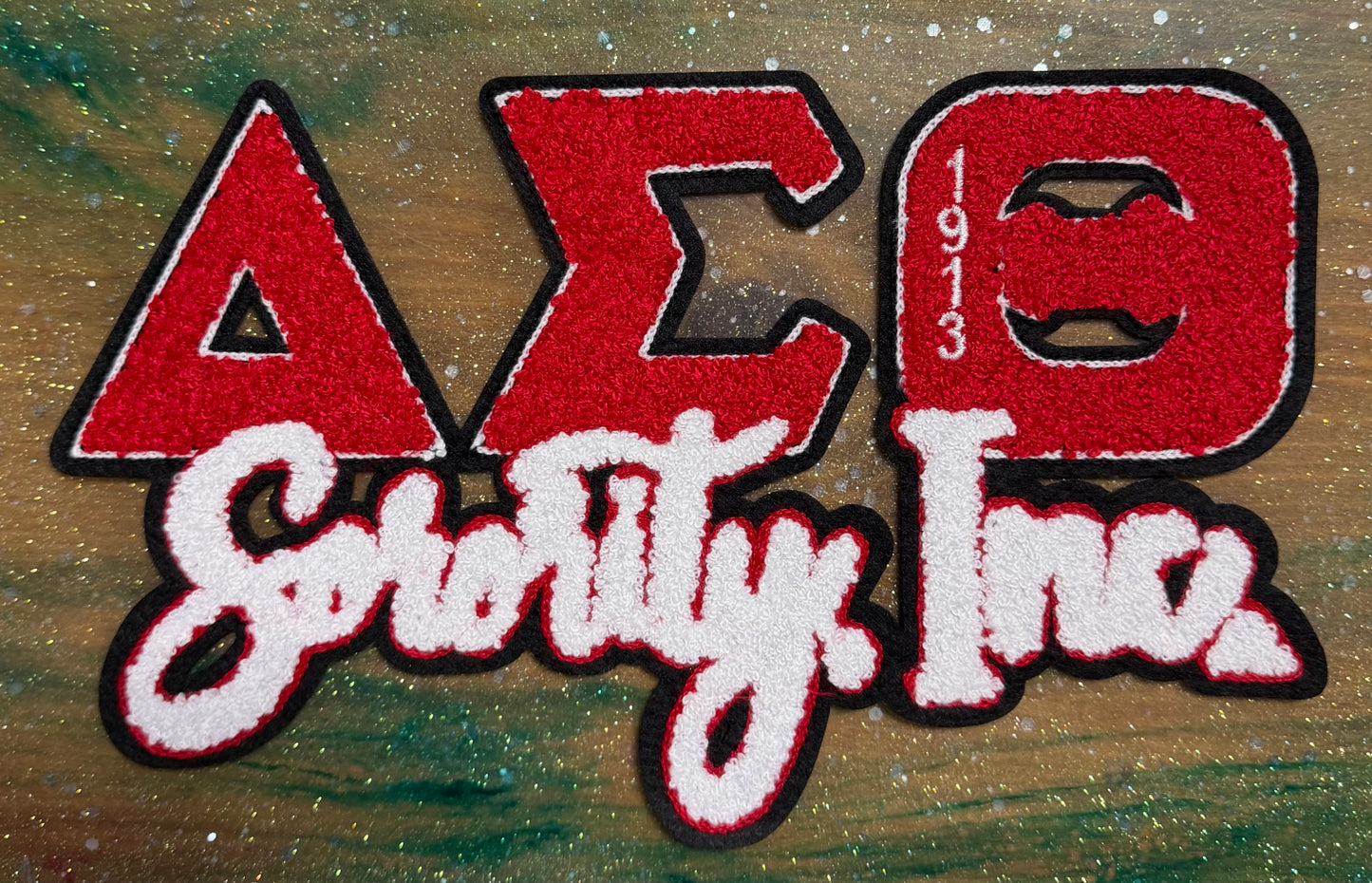Delta Sorority Inc.- Chenille/Sequins Iron On Patch