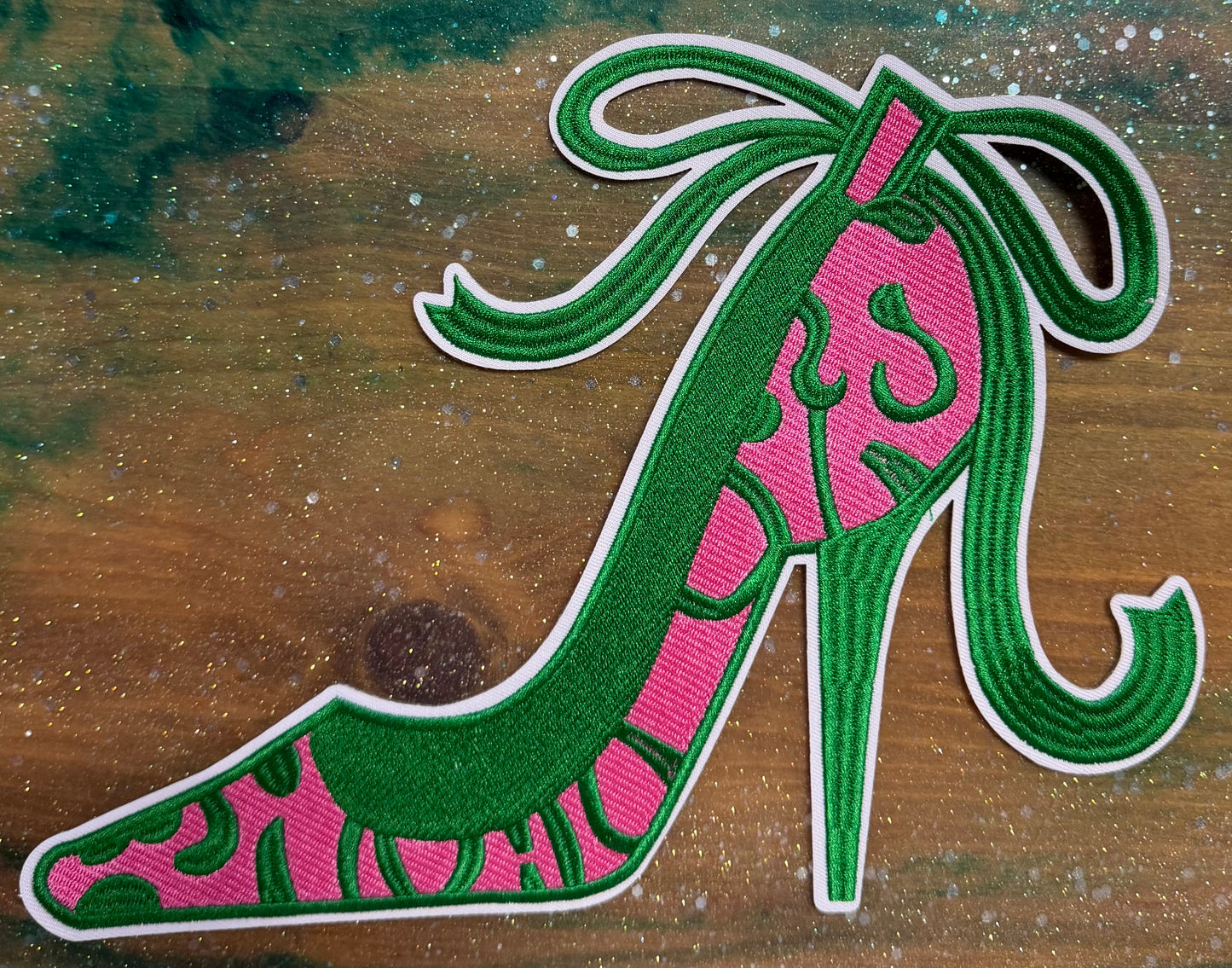 AKA High Heel- Chenille/Sequins Iron On Patch
