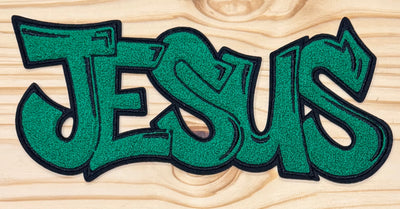 Jesus Green- Chenille/Sequins Iron On Patch
