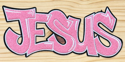 Jesus Pink- Chenille/Sequins Iron On Patch